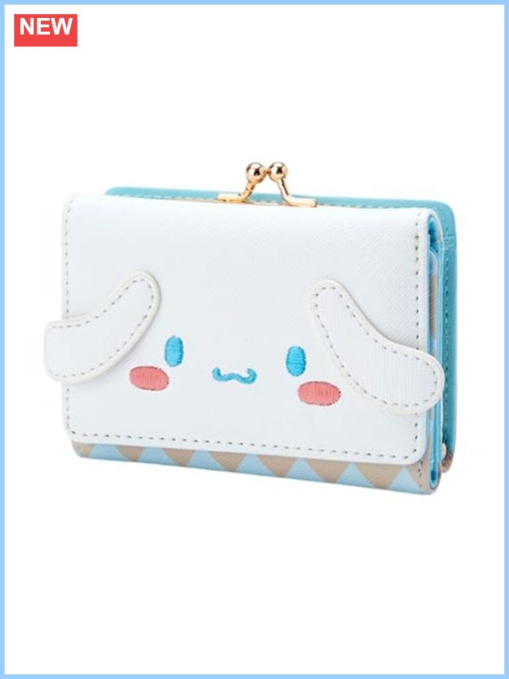 Kawaii Anime Dog Coin Purse Zip Wallet with 4 Card Slots and Side Pouch